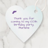 Vielen Dank 100. Zufallszahlenmuster Lila/weiß Geschenkanhänger (Rückseite)