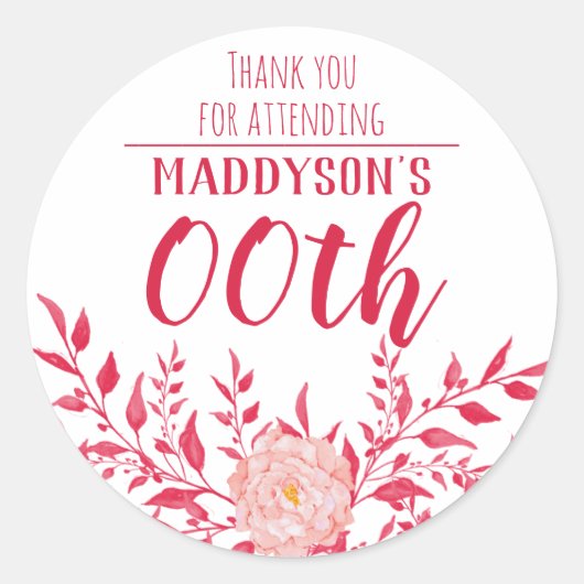 Vielen Dank, 18. 21. 30. 40. 50. 60. 70. Runder Aufkleber (Vorderseite)