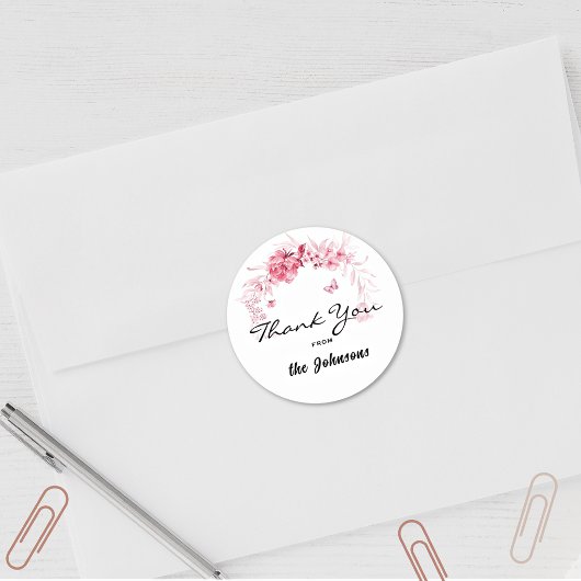 Vielen Dank, 1.5-in Pink Envy oder Dusche Gefallen Runder Aufkleber