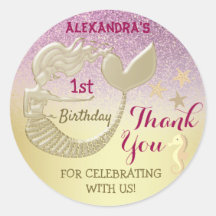 Vielen Dank, 1. Geburtstag Meerjungfrau Pink und G