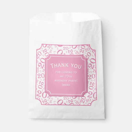 Vielen Dank: 20. Random Number Pattern Pink 20 Geschenktütchen (Vorderseite)