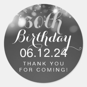 Vielen Dank, 30. Geburtstag Silber funkelnde Licht Runder Aufkleber