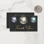 Vielen Dank 3 Disco Kugeln schwarz Gold Hochzeitss Mitteilungskarte (Vorderseite/Rückseite Beispiel)
