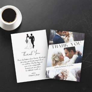 Vielen Dank 3 Foto Collage geometrische Hochzeit Mitteilungskarte