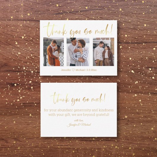 Vielen Dank 3 Fotos Hochzeitscollage Minimalistisc Mitteilungskarte