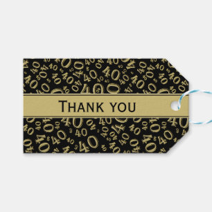 Vielen Dank 40. Geburtstag Gold/Schwarz Zahlenmust Geschenkanhänger