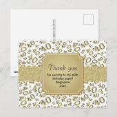 Vielen Dank 40. Gold/White Geburtstag Zahlenmuster Postkarte (Vorne/Hinten)
