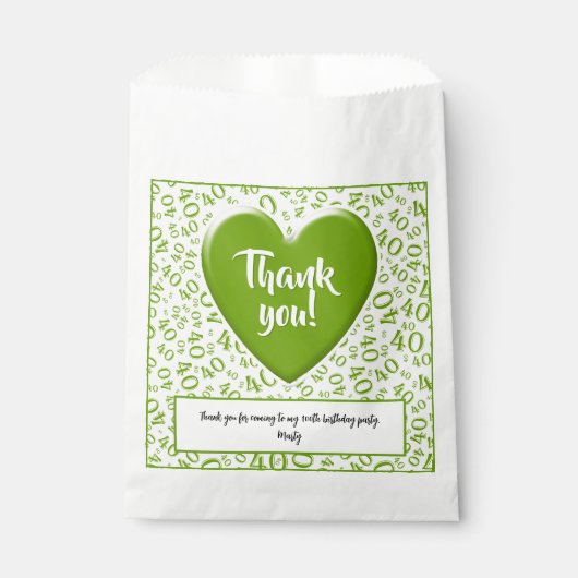 Vielen Dank, 40. Random Number Pattern Grün/Weiß Geschenktütchen (Vorderseite)