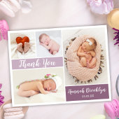 Vielen Dank, 4 Foto Collage Birth Ankündigungspostkarte
