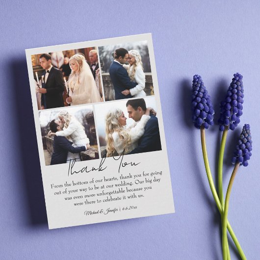 Vielen Dank 4 Fotos Collage minimale schicke Hochz Mitteilungskarte