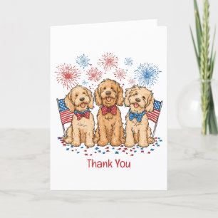 Vielen Dank 4. Juli Goldendoodle Hunde Feuerwerk Dankeskarte