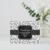 Vielen Dank 50. Geburtstag Zahlenmuster Schwarz/We Postkarte (Stehend Vorderseite)