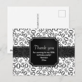 Vielen Dank 50. Geburtstag Zahlenmuster Schwarz/We Postkarte (Vorne/Hinten)
