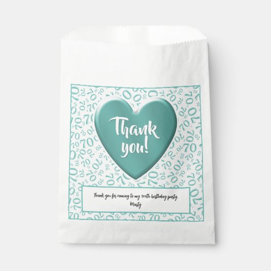 Vielen Dank 70. Random Number Pattern Aquamarin/we Geschenktütchen (Vorderseite)