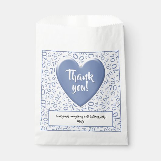 Vielen Dank 70. Random Number Pattern Blau/Weiß Geschenktütchen (Vorderseite)
