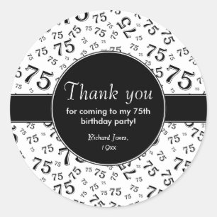 Vielen Dank: 75. Schwarz-Weiß-Zahlenmuster Runder Aufkleber