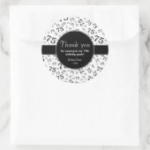 Vielen Dank: 75. Schwarz-Weiß-Zahlenmuster Runder Aufkleber (Tasche)