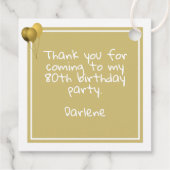 Vielen Dank 80. Nummer Muster Gold und Weiß Geschenkanhänger (Rückseite)