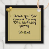 Vielen Dank 90. Zahlenmuster Gold und Black SQ Geschenkanhänger (Rückseite)