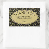 Vielen Dank - 90th Number Pattern Gold und Black Rechteckiger Aufkleber (Tasche)