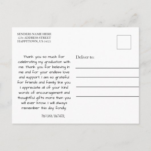 Vielen Dank Abschluss benutzerdefiniertes Foto 2 P Postkarte (Rückseite)