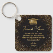 Vielen Dank Abschluss Black Gold Glitzer Luxus Schlüsselanhänger (Vorderseite)