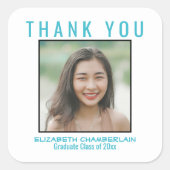 Vielen Dank, Abschluss Black Pastel Blue Individue Quadratischer Aufkleber (Vorderseite)