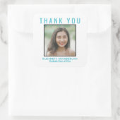 Vielen Dank, Abschluss Black Pastel Blue Individue Quadratischer Aufkleber (Tasche)