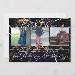 Vielen Dank Abschluss Card 3 x FOTO Collage MARBLE Dankeskarte