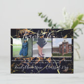 Vielen Dank Abschluss Card 3 x FOTO Collage MARBLE Dankeskarte (Stehend Vorderseite)