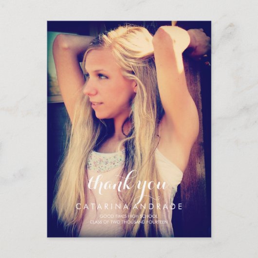 Vielen Dank Abschluss Foto High School Kalligraphi Postkarte (Vorderseite)