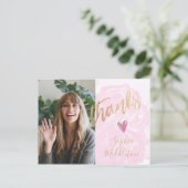 Vielen Dank Abschluss Modern Pink Foto Gold Postkarte (Stehend Vorderseite)
