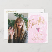 Vielen Dank Abschluss Modern Pink Foto Gold Postkarte (Vorne/Hinten)