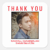 Vielen Dank Abschluss Red Black Custom Foto Quadratischer Aufkleber (Vorderseite)