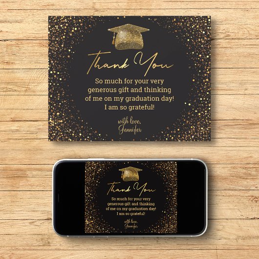 Vielen Dank Abschluss schwarz golden Glitzer funke Karte