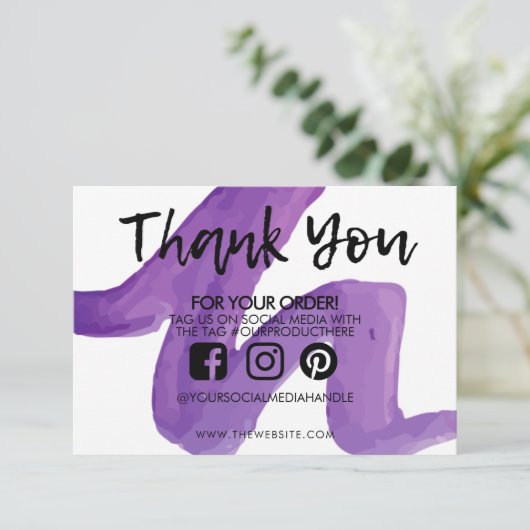 Vielen Dank, Abstrakt Lila Watercolor Media Insert (Stehend Vorderseite)