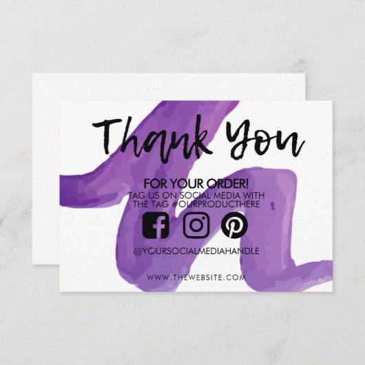 Vielen Dank, Abstrakt Lila Watercolor Media Insert (Vorne/Hinten)