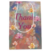 Vielen Dank Abstrakte Farbe und Blume Mittlere Geschenktüte (Vorderseite)