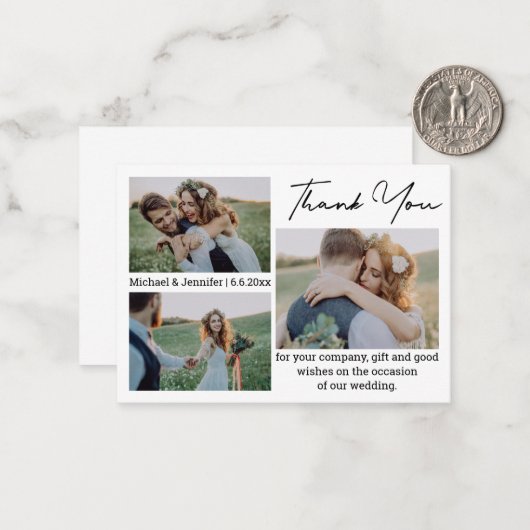 Vielen Dank an 3 Fotos Hochzeit Mitteilungskarte (Vorderseite/Rückseite Beispiel)