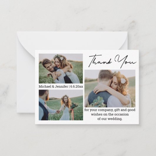 Vielen Dank an 3 Fotos Hochzeit Mitteilungskarte (Vorderseite)