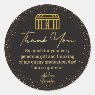 vielen Dank an Abschluss Black Gold Kofferraum Gli Runder Aufkleber