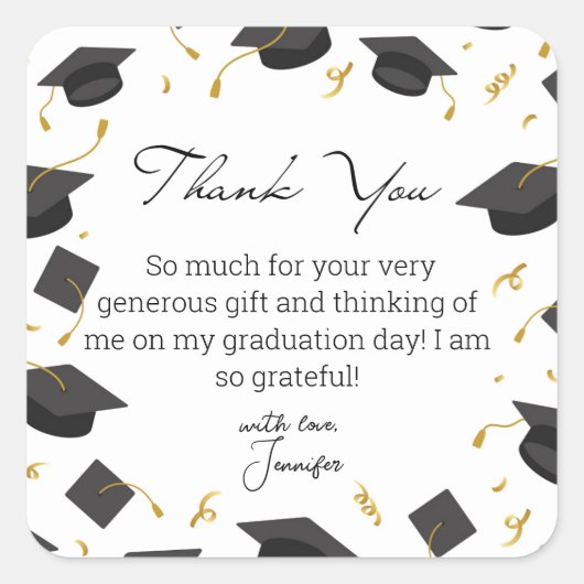 vielen Dank an Abschluss, der Hintergrund elegant Quadratischer Aufkleber (Vorderseite)