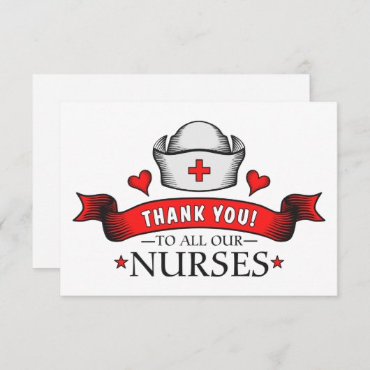 Vielen Dank an alle unsere Krankenschwestern Rot Dankeskarte (Vorne/Hinten)