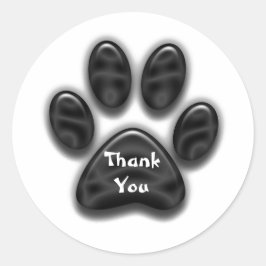 Vielen Dank an Animal Lover Black Paw Print Vielen Runder Aufkleber