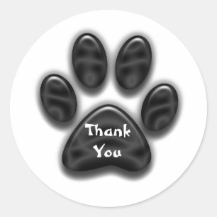 Vielen Dank an Animal Lover Black Paw Print Vielen Runder Aufkleber