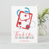 Vielen Dank an Ärztin Red Script Krankenschwester  Dankeskarte (Stehend Vorderseite)