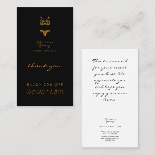 Vielen Dank an Black Gold Glitzer Lingerie Boutiqu Rabattkarte (Vorne/Hinten)