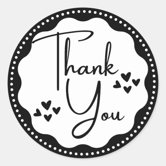 Vielen Dank an Black Hearts Classic Round Sticker (Vorderseite)