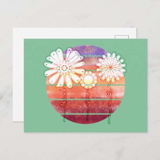 Vielen Dank an Blume bei Sunset - Green Postcard Postkarte (Vorne/Hinten)