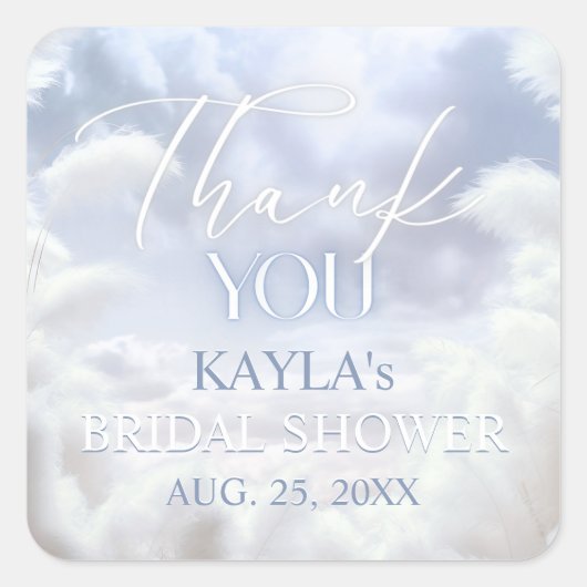 Vielen Dank an Cloud Nine 9 Pampas Brautparty Quadratischer Aufkleber (Vorderseite)